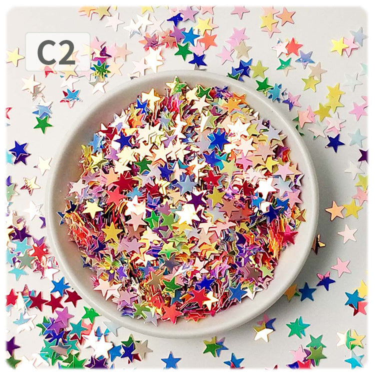 Wholesale DIY oil painting sequins starry sky scattering five-pointed star gold light flat non-porous sheet