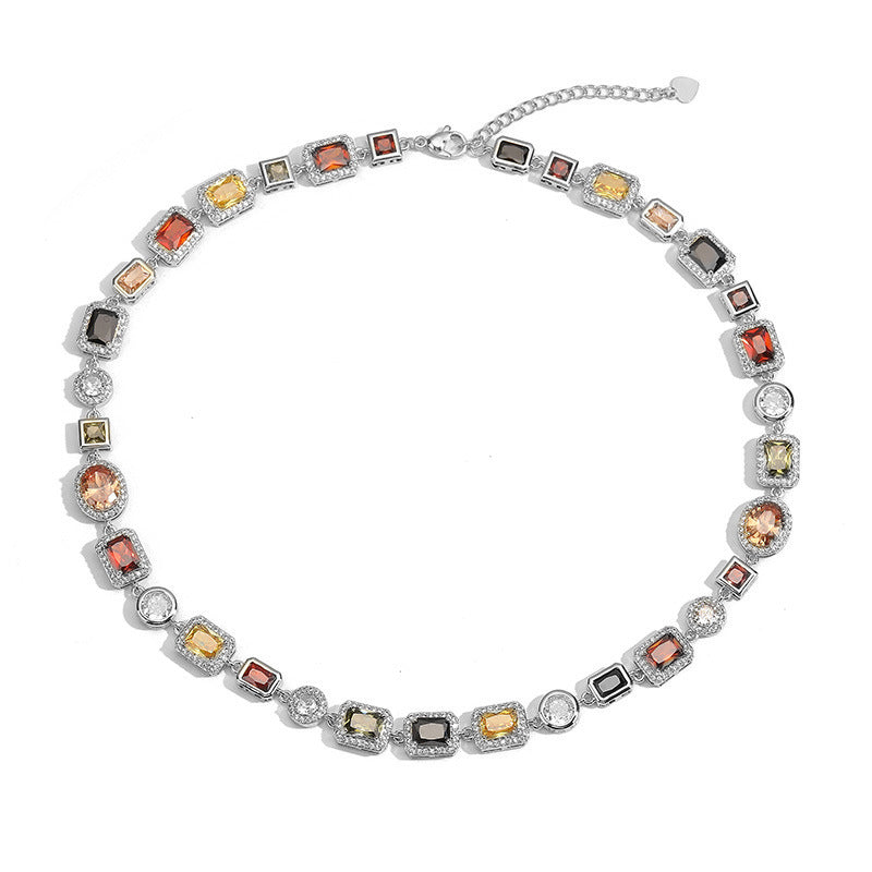 Wholesale Luxury Geometric Colored Diamond Choker Necklace