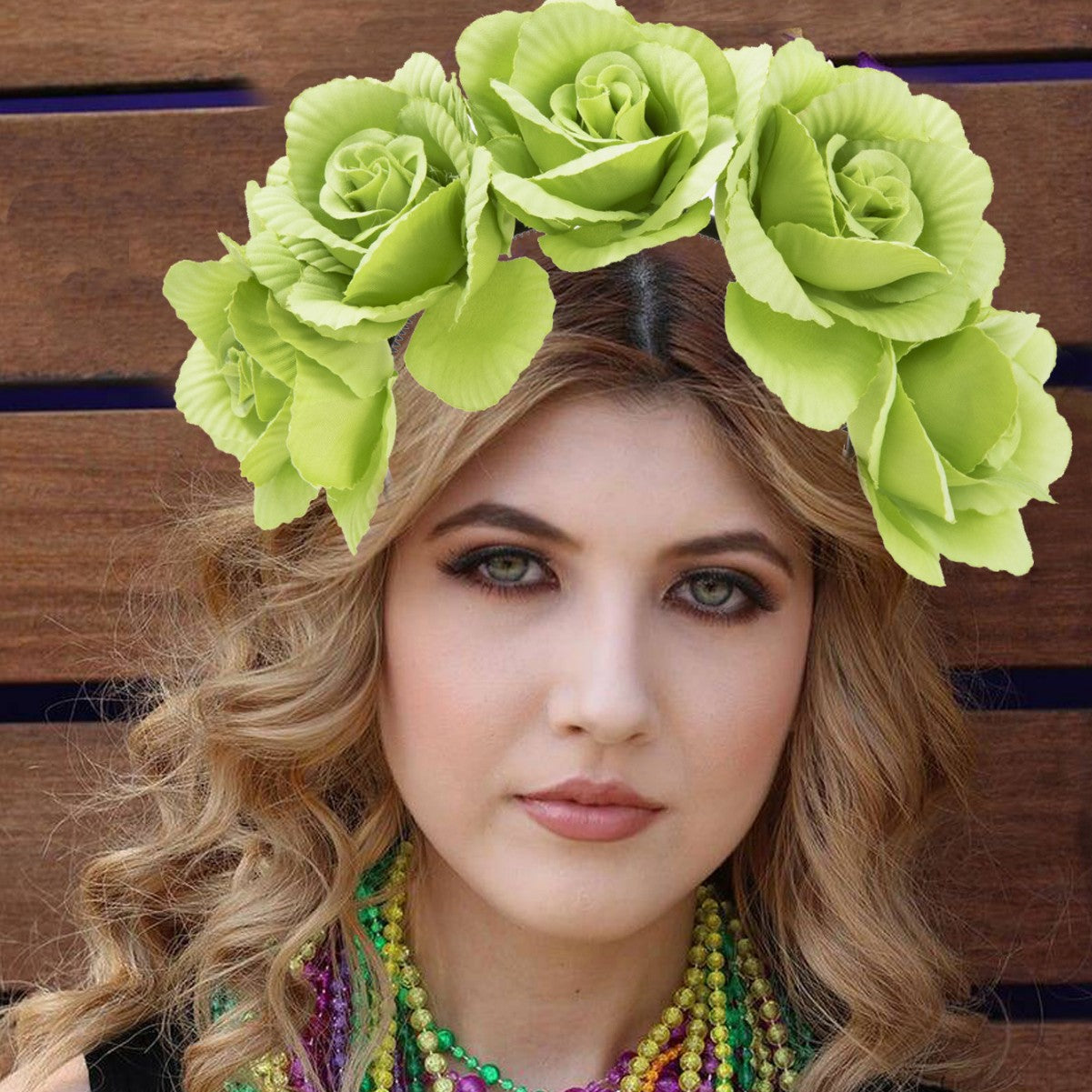 Wholesale Carnival artificial fabric rose purple green big flower headband