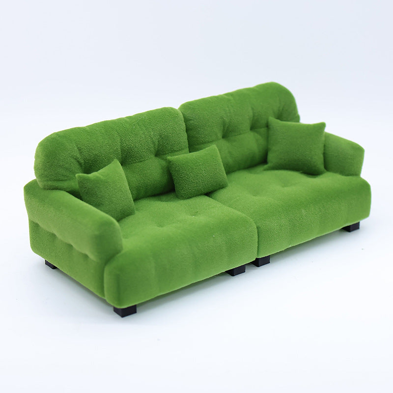 Wholesale  Miniature Doll Sofa Flocked Cream Style Doll Accessories