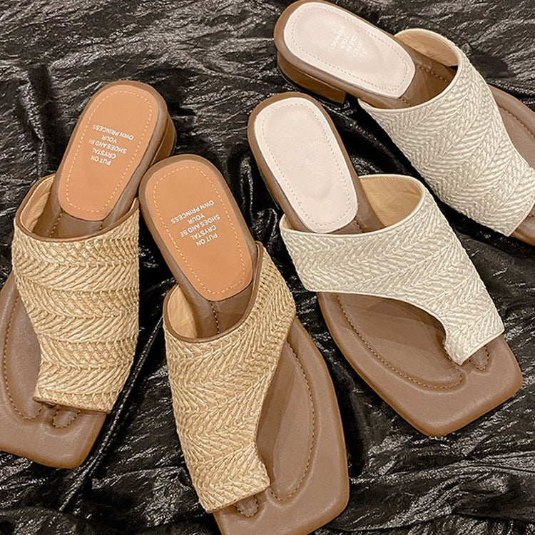 Wholesale Retro Holiday Style Braided Flip Flops