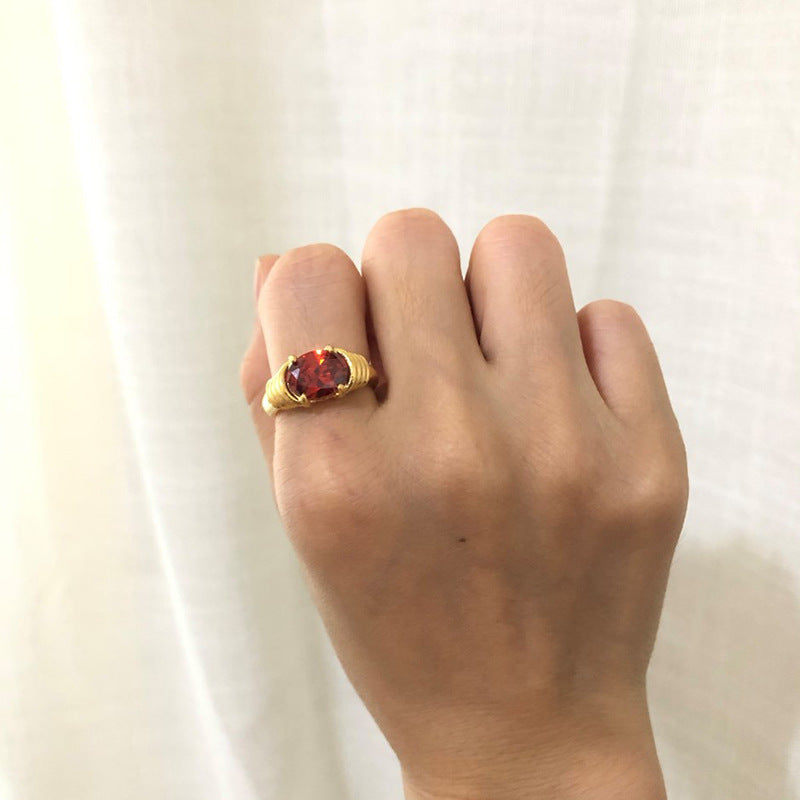 Wholesale Stainless Steel Retro Gemstone Rings