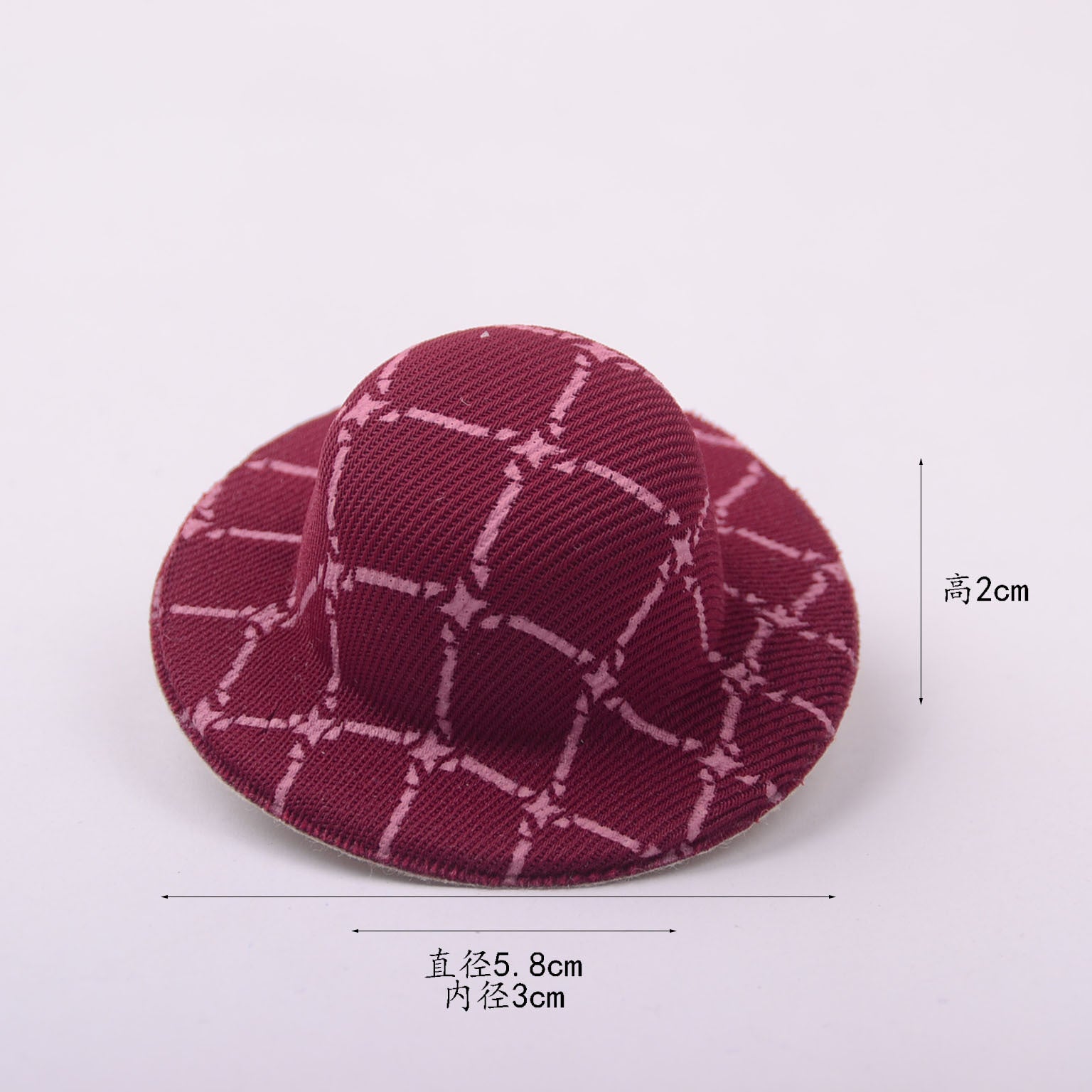 Wholesale Mobile phone pendant perfume holder hat ornaments doll accessories diy hand-made Meng Qiqi hat vintage printing 5.8CM