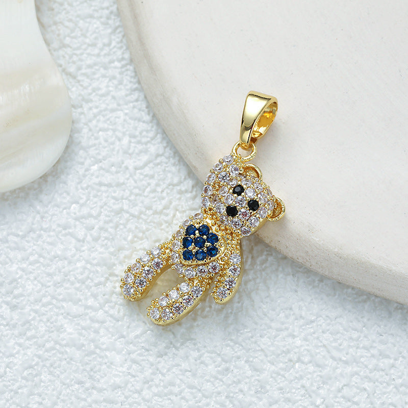 Wholesale Temperament All-match Titanium Steel Red Panda Animal Copper Plated Real Gold Micro-Inlaid Zircon Necklace Pendant