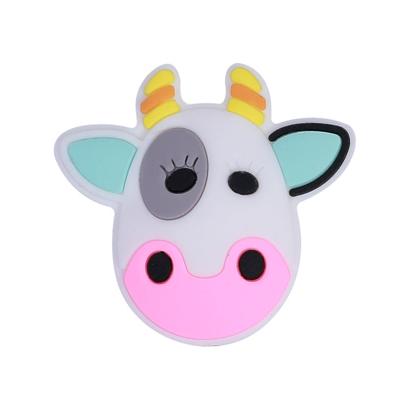Wholesale 20PCS Cartoon Bull Head DIY Beaded Pen Ornaments Silicone Beads