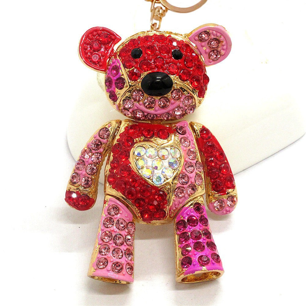 Wholesale cute cartoon bear pendant color metal keychain