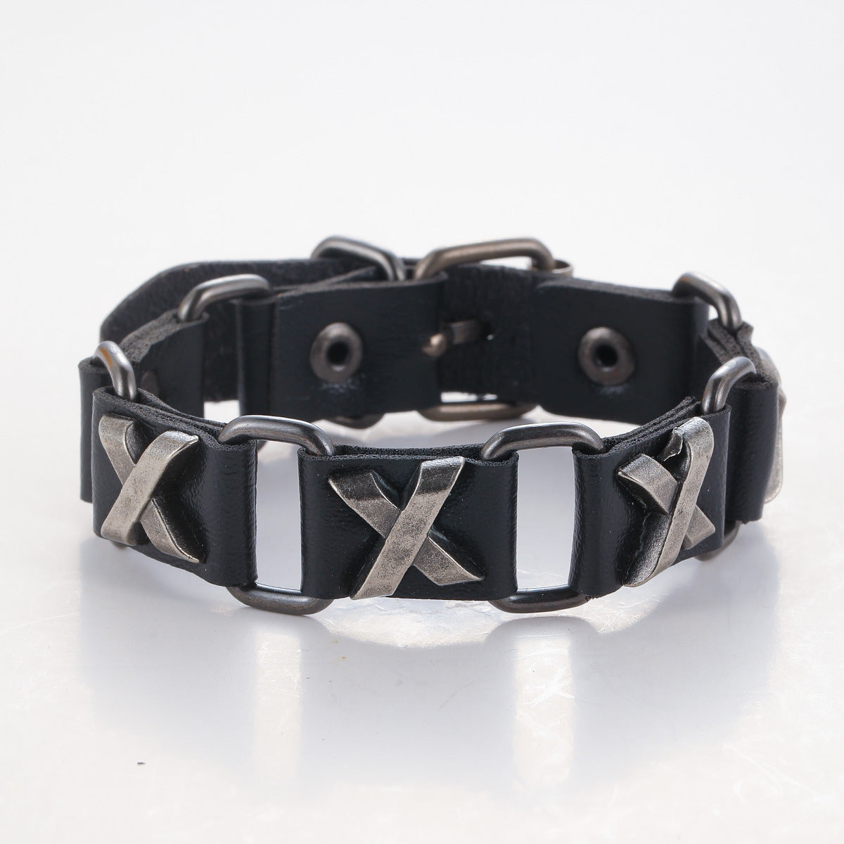Wholesale Punk Leather Alloy Skeleton Men's Bracelets