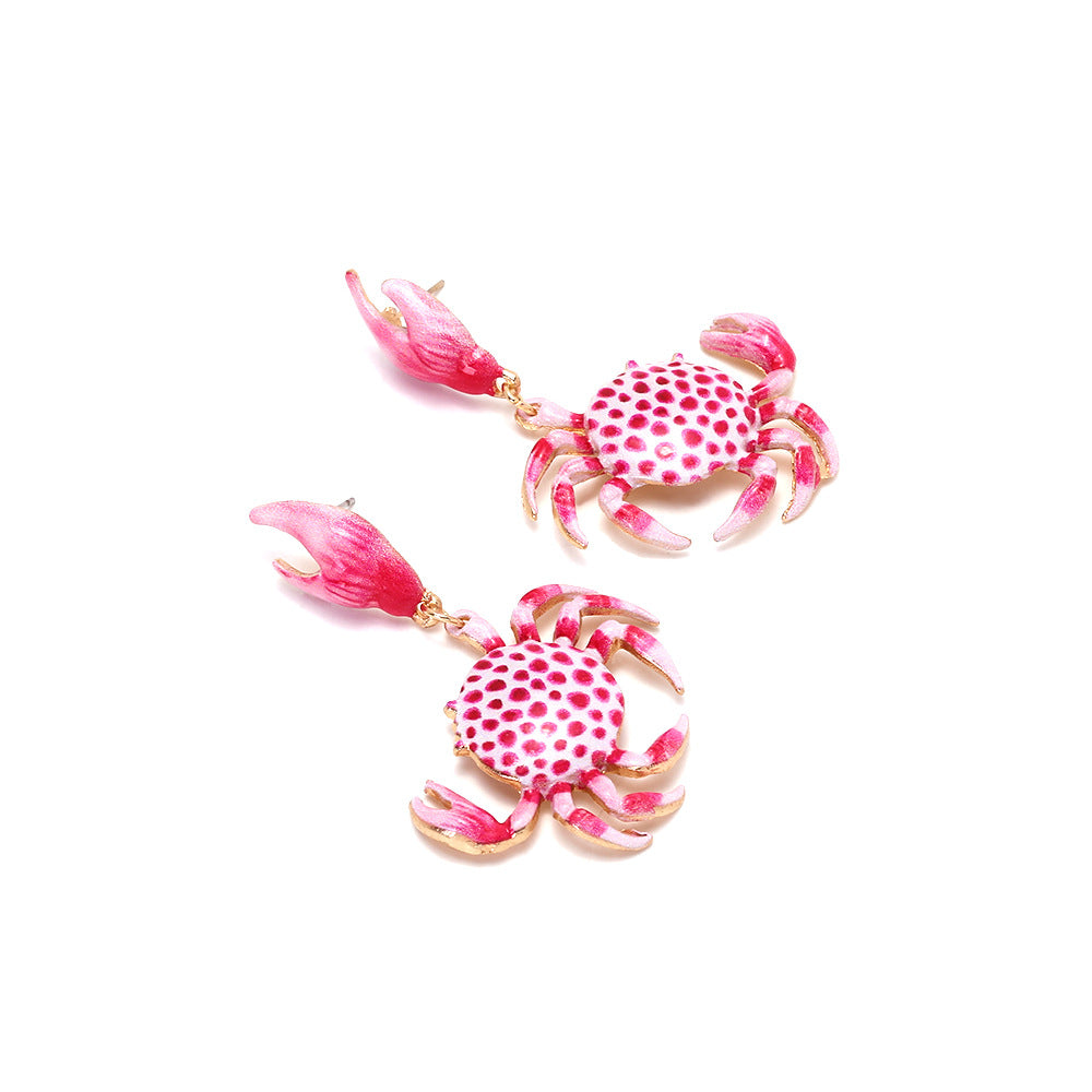 Wholesale Cute painted crab alloy marine animal earrings