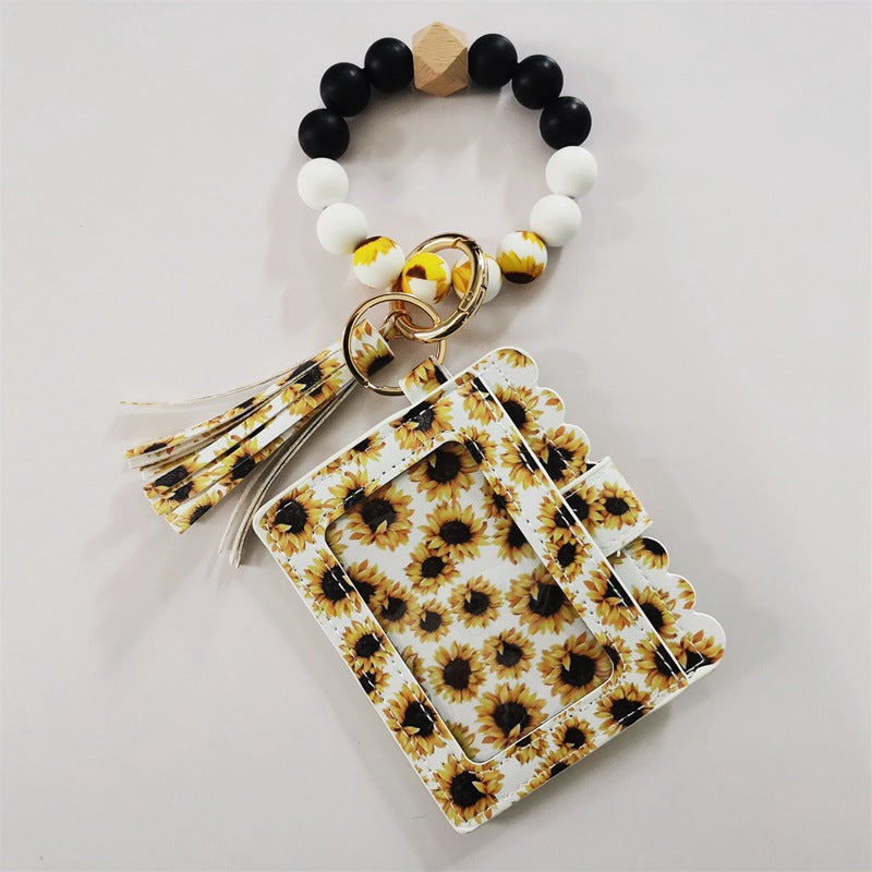 Wholesale 5pcs/pack Keychain Card Holder Pu Tassel Id Bag Wrist Keychains