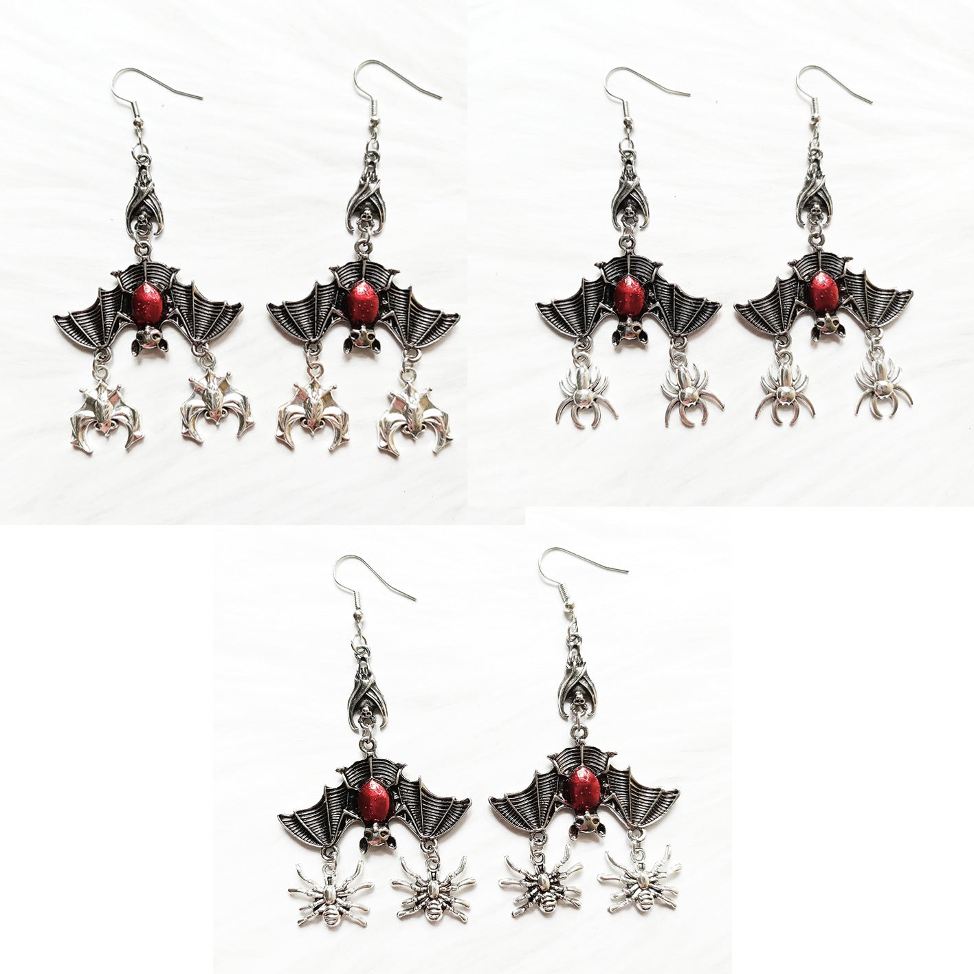 Wholesale Gothic Evil Upside Down Red Oil Drip Bat Pendant Earrings