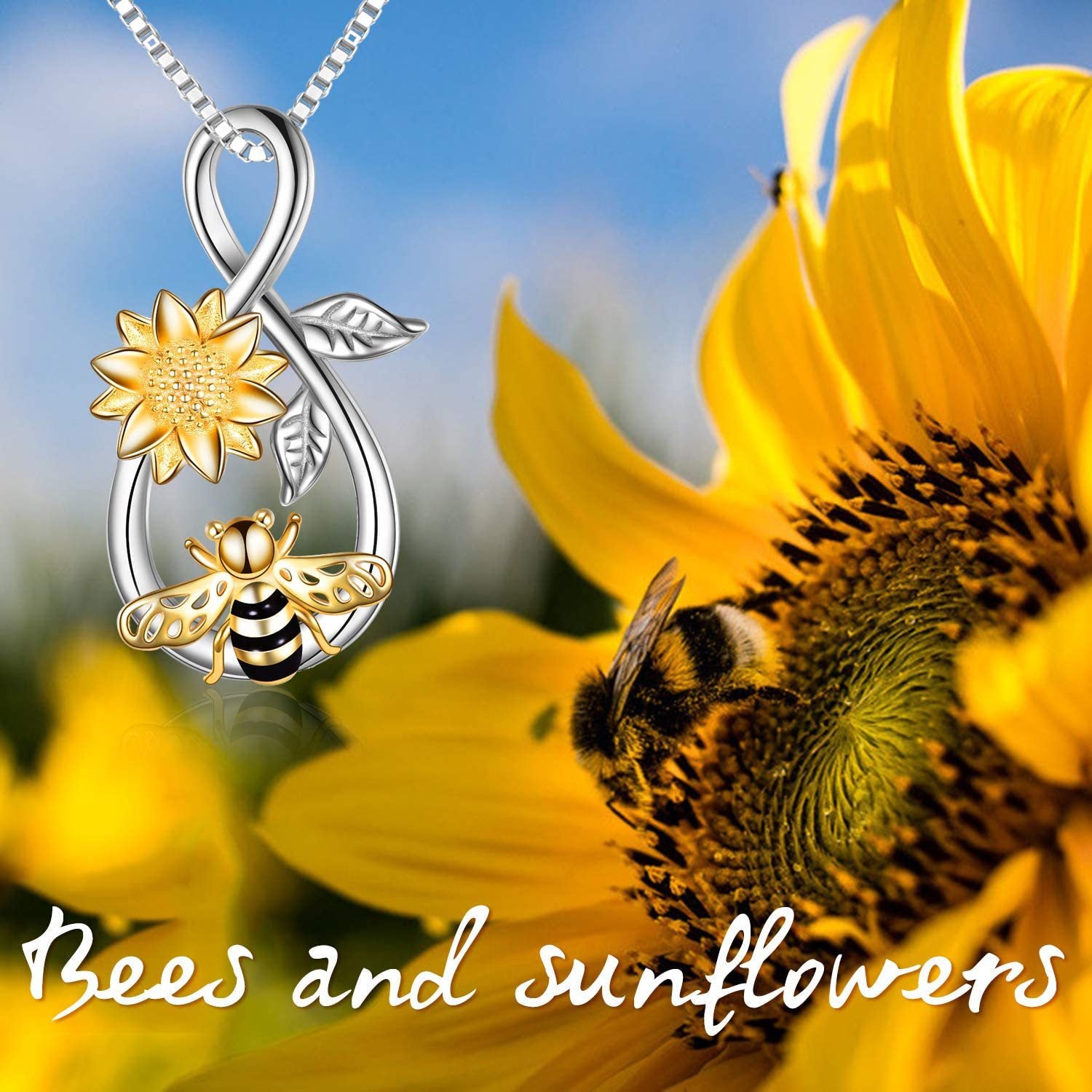 Wholesale Elegant and versatile bee sunflower pendant necklace