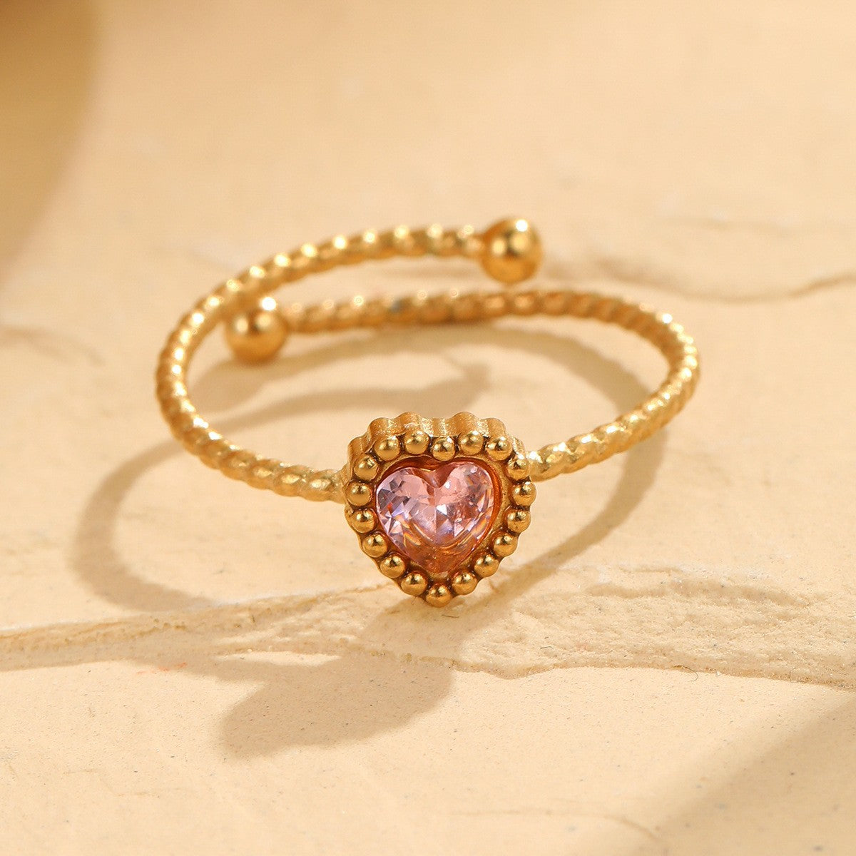 Wholesale Valentine' s Day  Heart Stainless Steel Rings Necklace Ring Necklace Jewelry Set