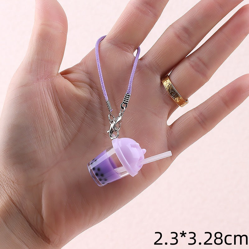 Wholesale Cat head pearl milk tea cup pendant