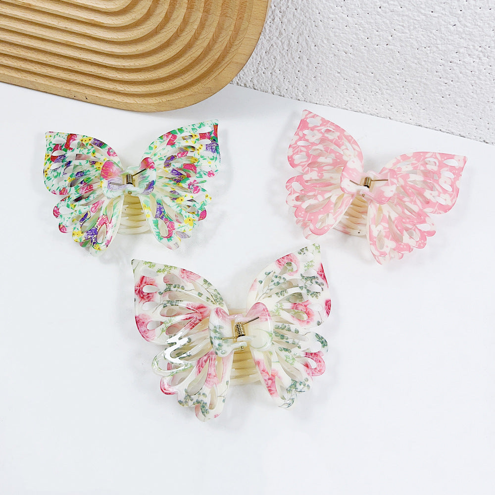 Wholesale Double Layer Butterfly Plastic Hair Clips