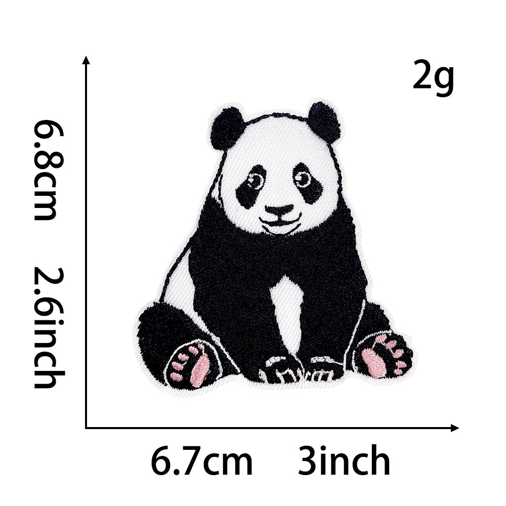 Wholesale Cute Cartoon Panda Polyester Iron On Embroidery Patch For DIY Clothing Decoration
