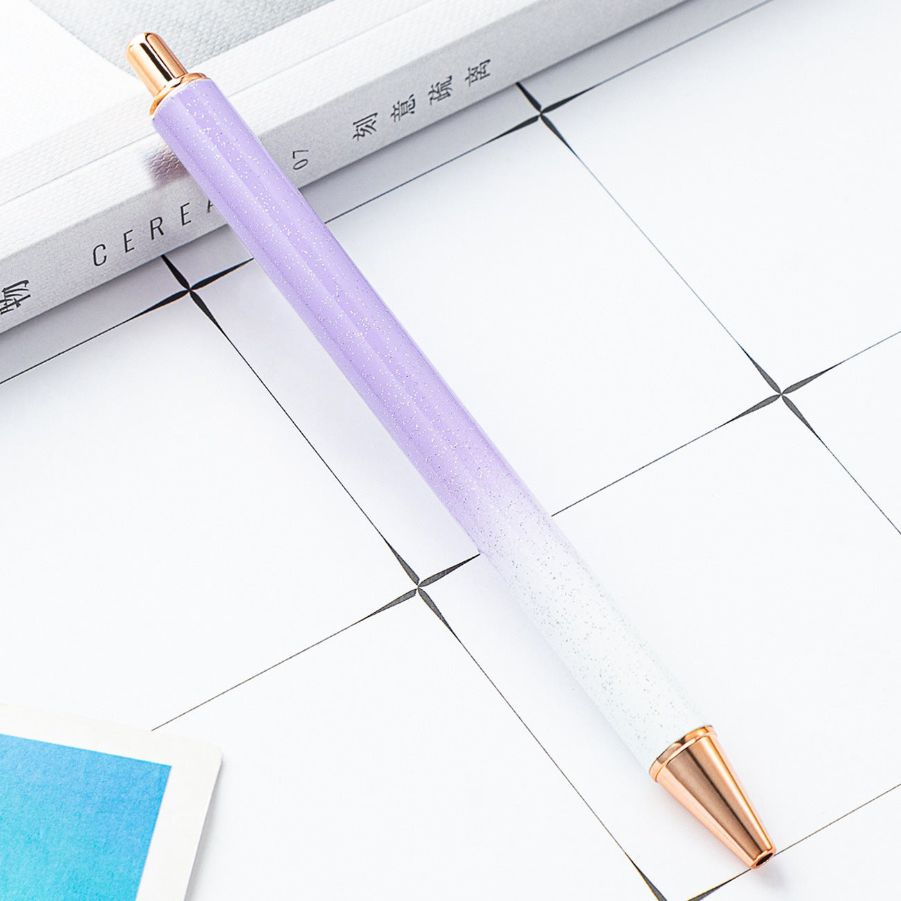 Wholesale Creative Glitter Printable Logo Metal Push Ballpoint Pen