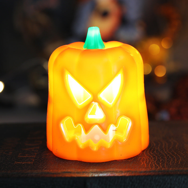 Wholesale Halloween Plastic Pumpkin Lantern Electronic Candle Light Ornament Decoration Props