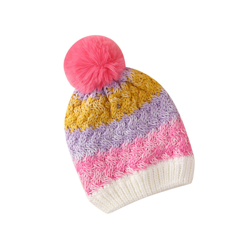 Wholesale Children's Winter Hats Plus Velvet Color Matching Beanie Ear Protection Hats