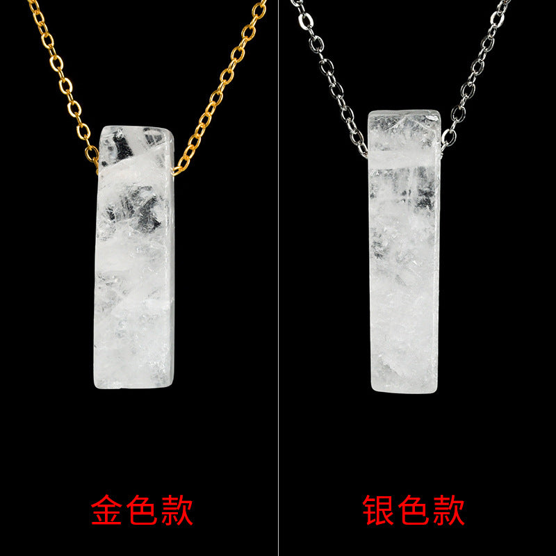 Wholesale Crystal Agate Irregular Flat Strip Pendant Necklace