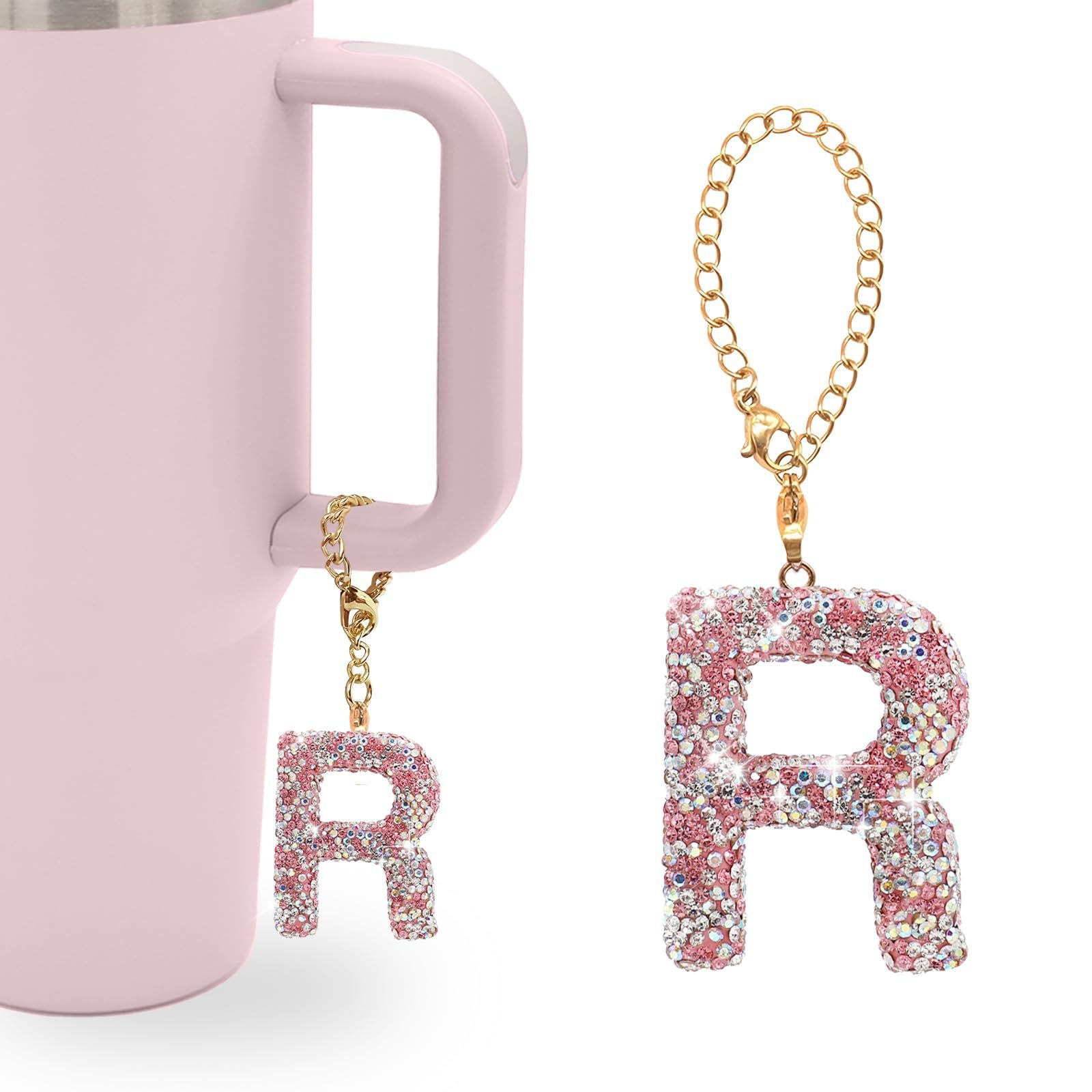 Wholesale Pink Diamond English Letter Water Cup Chain Pendant Cup Accessories