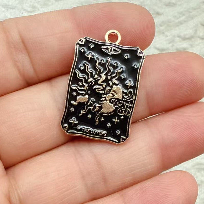 Wholesale Retro Tarot Card Pendant Charms White Zinc Alloy DIY Jewelry Accessory For Necklace Earrings Keychain For Resale