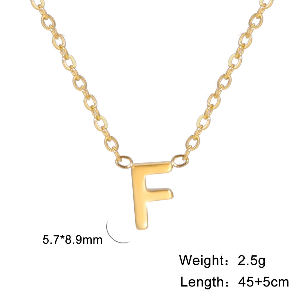 Wholesale 26 Letter 18k Genuine Gold Electroplating Non Fading Stainless Steel Necklace