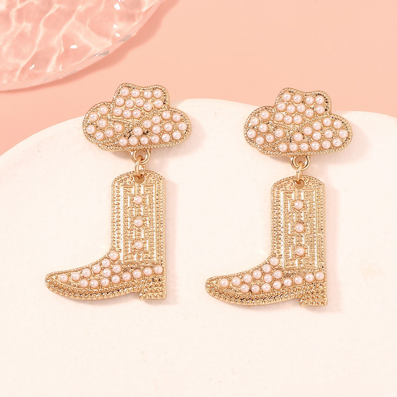 Wholesale Diamond Studded Denim Boots Zinc Alloy Earrings