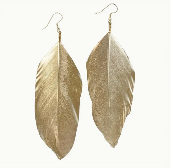 Wholesale 12pcs/pack Silver gold feather earrings