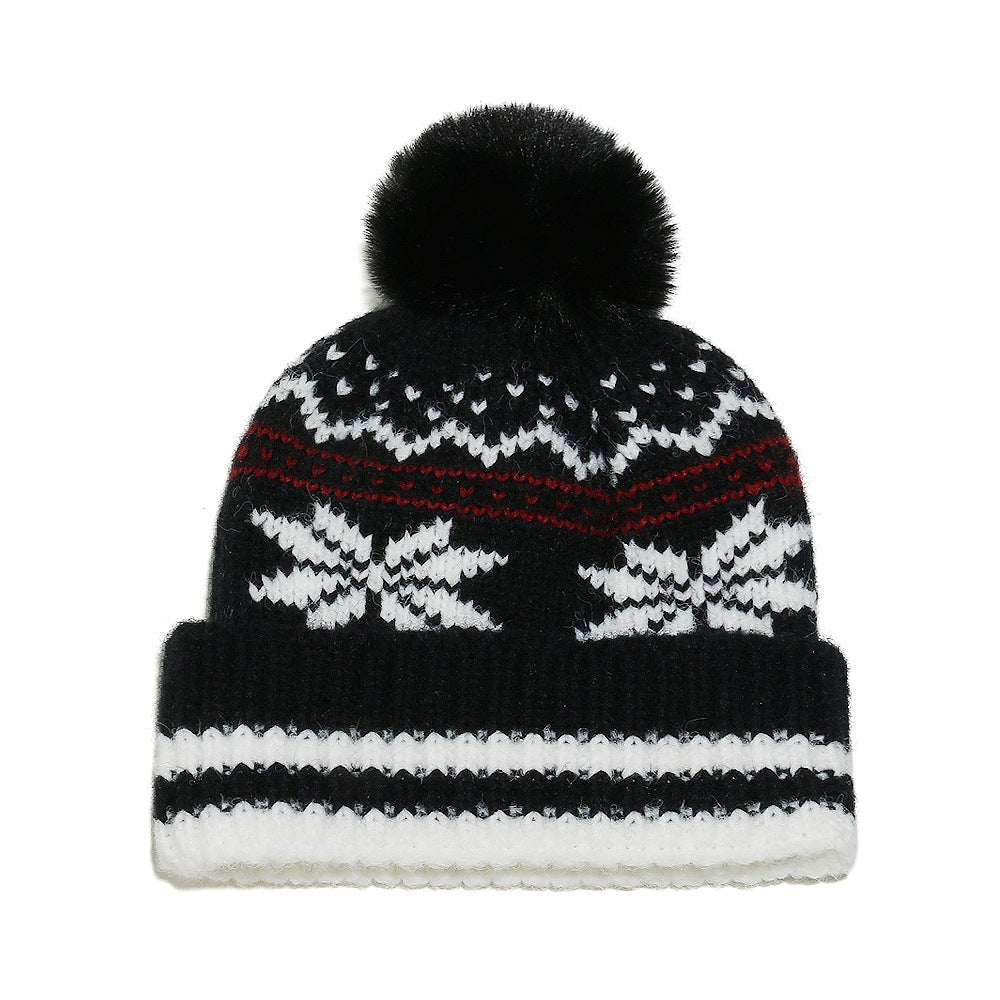 Wholesale Winter Thickeneded Warm Christmas Snowflake Hat