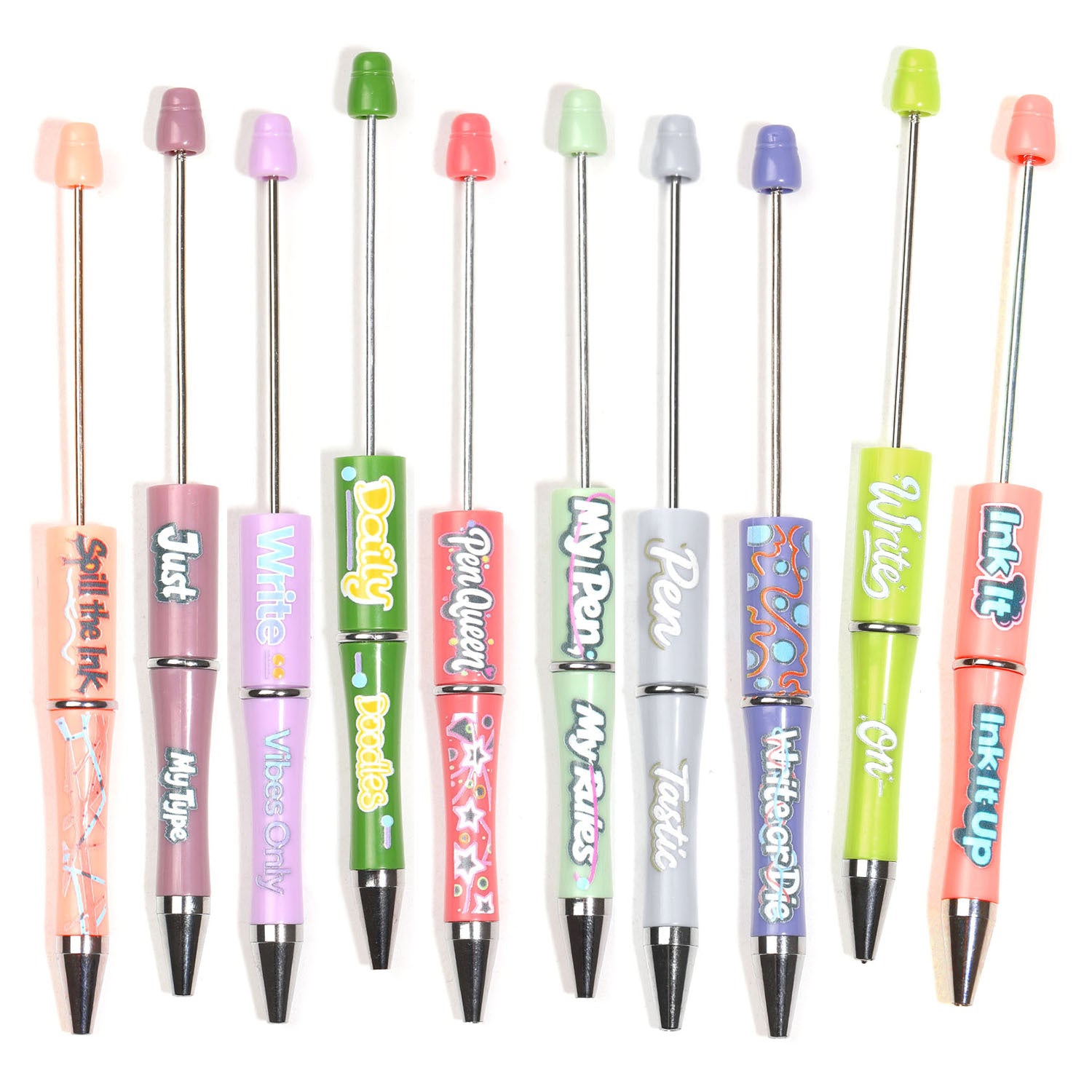 Wholesale Beadable pens colorful English letter printed beads