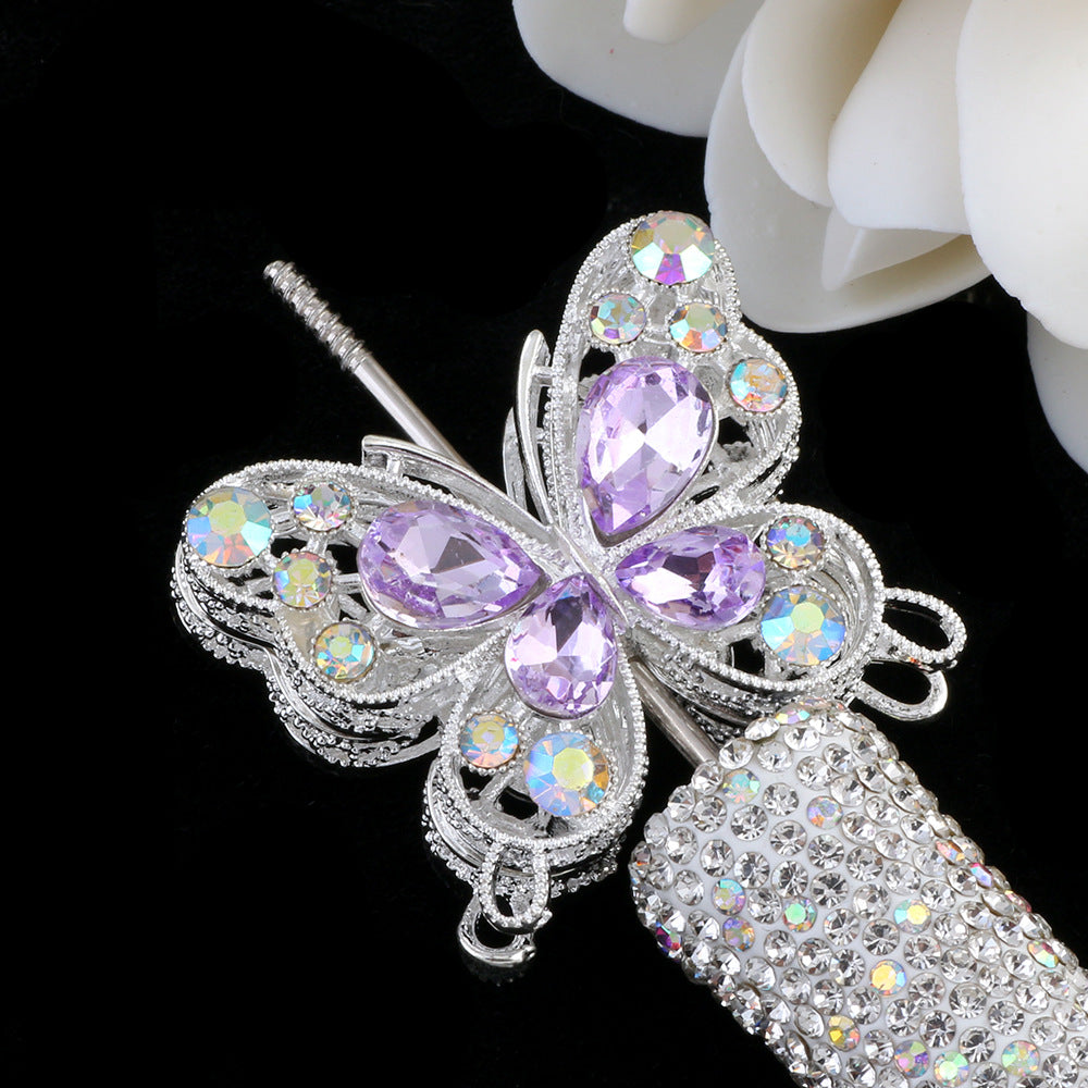 Wholesale 10pcs double-sided alloy butterfly crystal diamond beads
