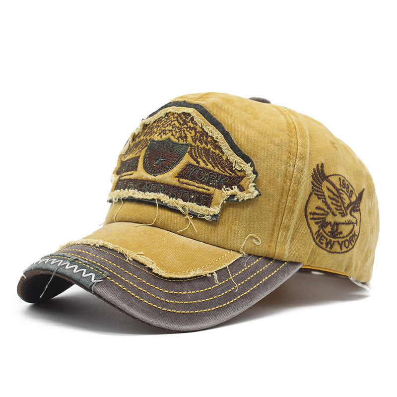 Wholesale High Top Denim Distressed Washed Cotton Eagle Embroidered Baseball Cap