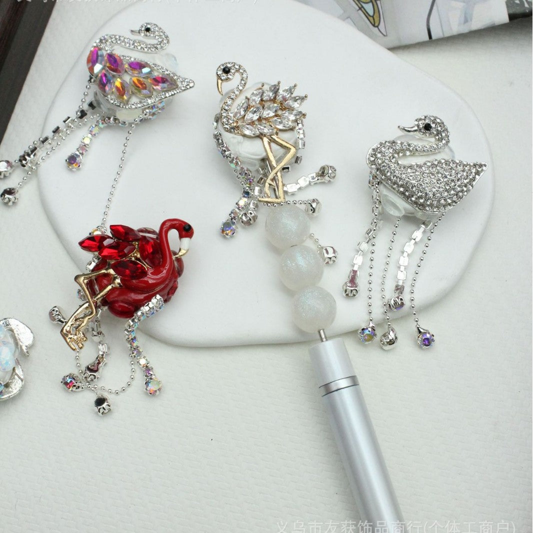 Wholesale Crystal Flamingo and Little Swan Inlaid Alloy Beads
