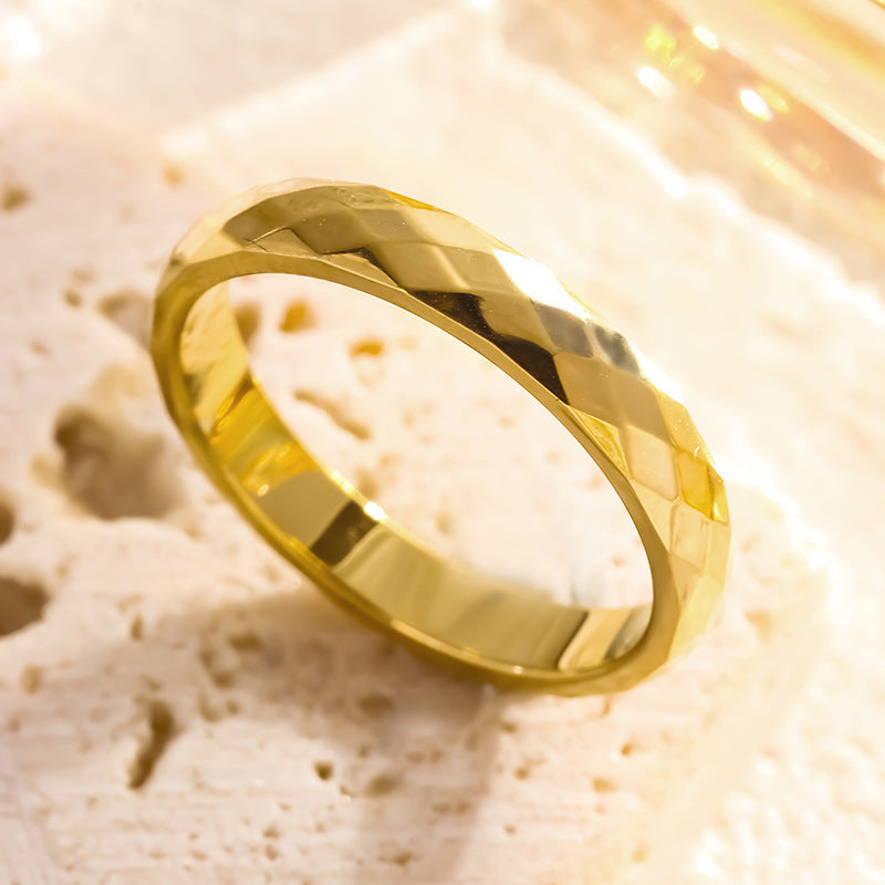 Wholesale 3mm V wavy diamond grid Titanium Steel Rings