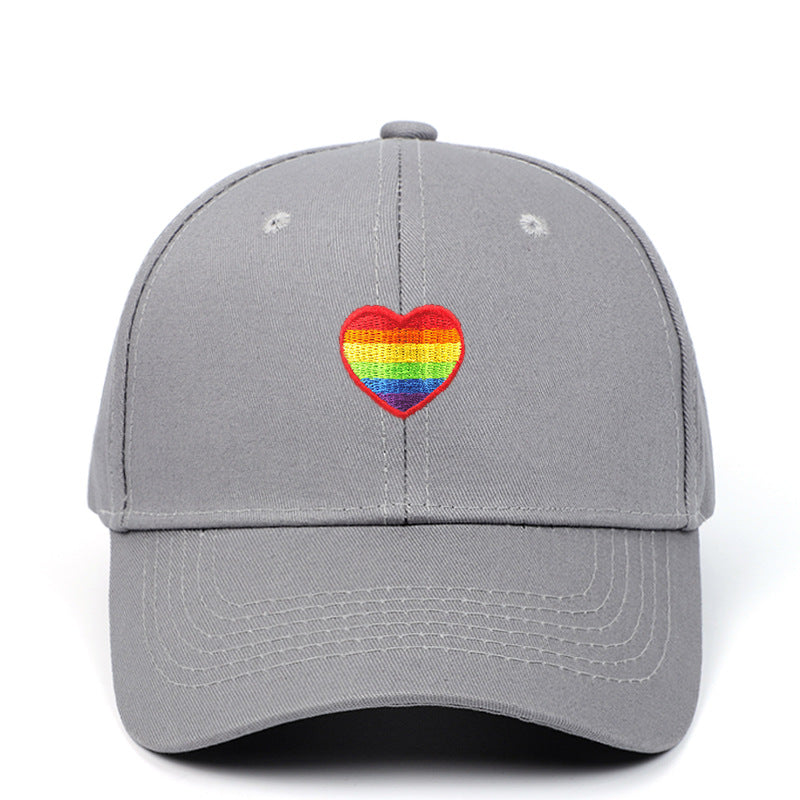Wholesale Cotton LGBT Rainbow Heart Embroidery Baseball Cap