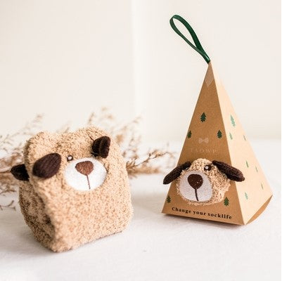 Wholesale Christmas plus velvet warm coral fleece socks gift box