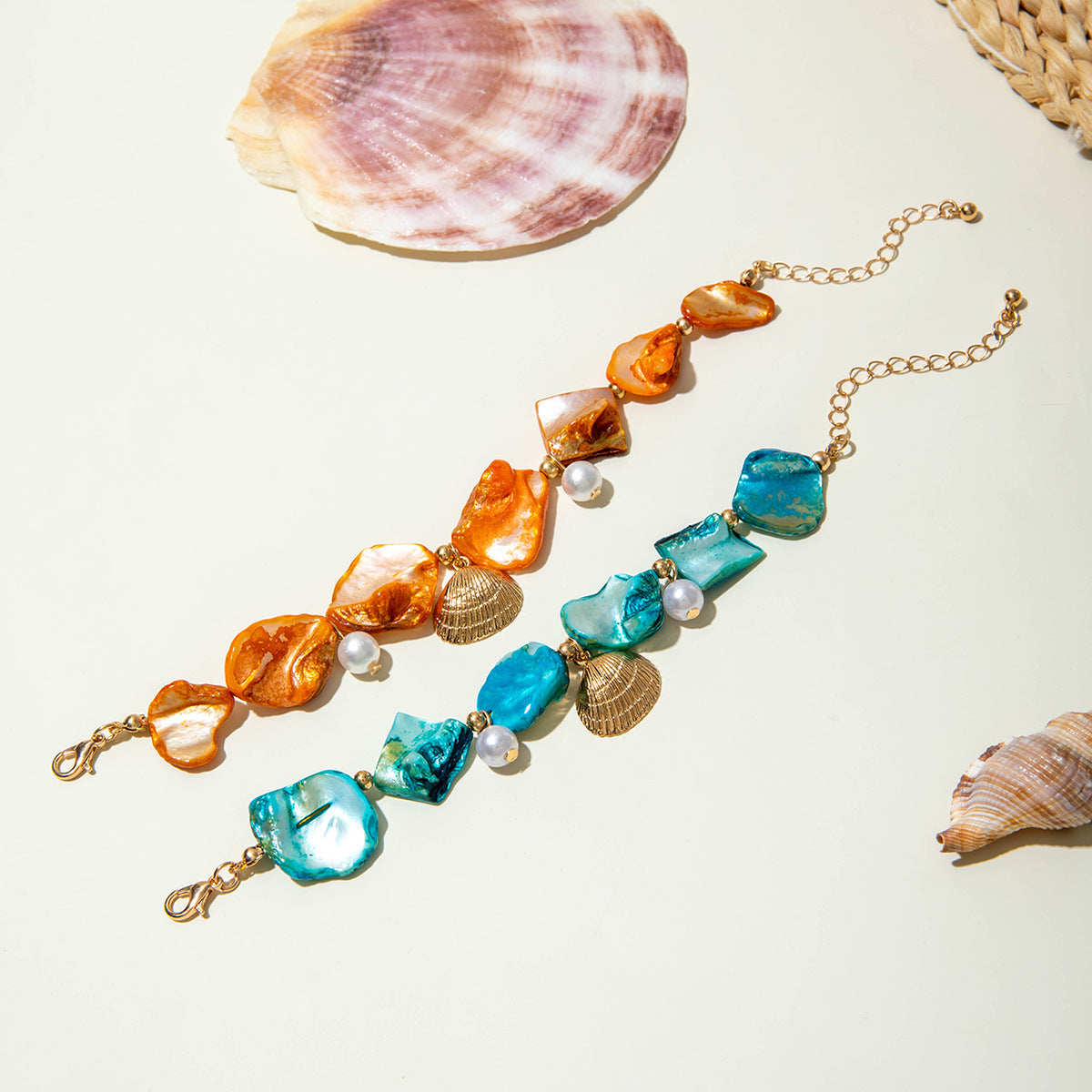 Wholesale Ocean Style Shell Starfish Bracelet Imitation Pearl