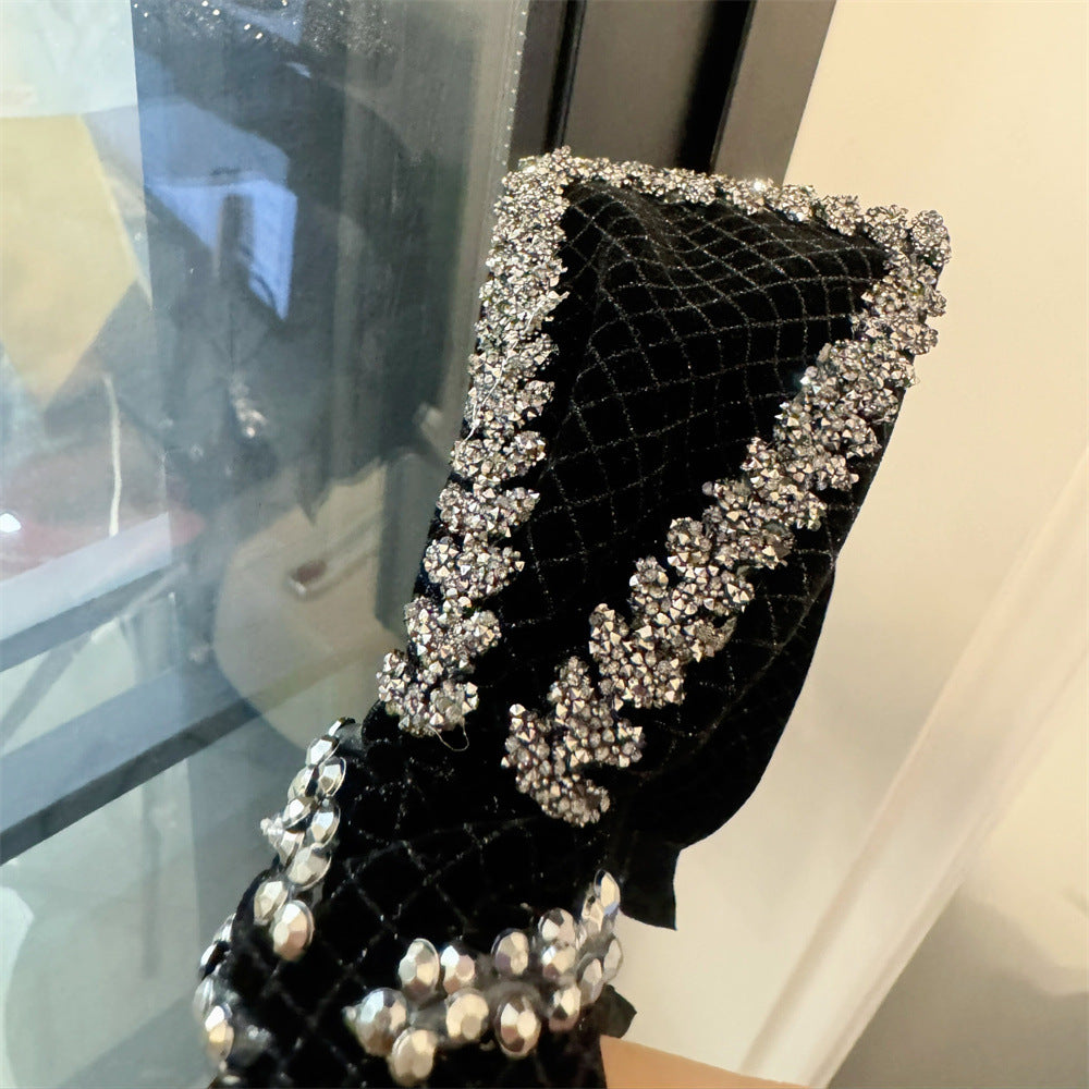 Wholesale Autumn and Winter New Style Rhinestone Gold Velvet Bow Headband
