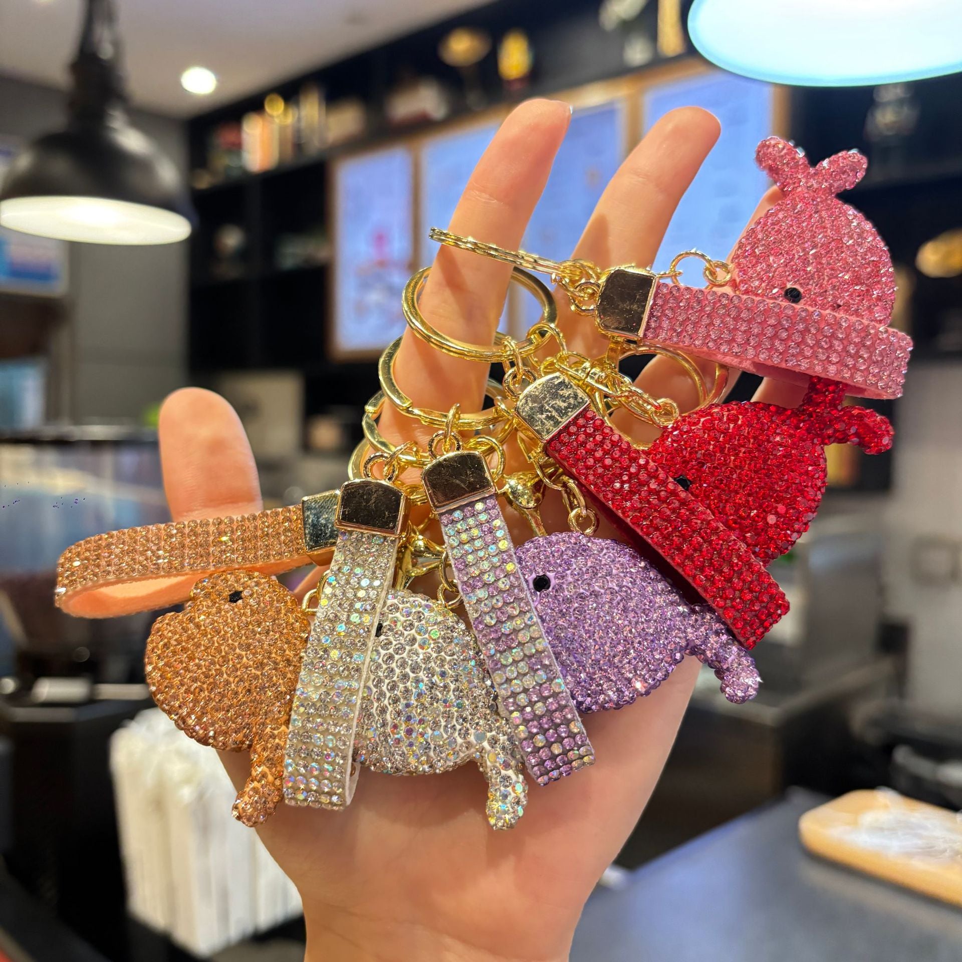 Wholesale Cute Full Rhinestone Multicolor Small Fish Keychain