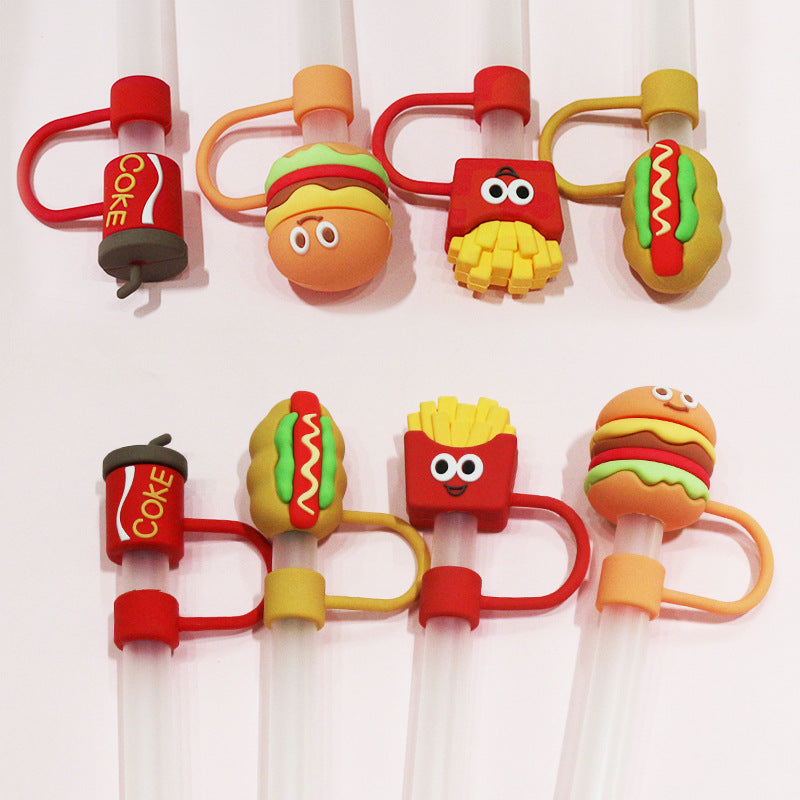 Wholesale 10mm cartoon soft gel food series straw cap
