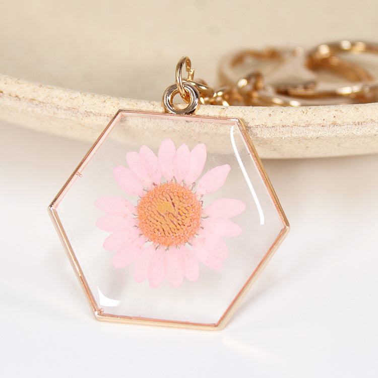 Wholesale 6pcs Natural Dried Flower Specimen Keychain