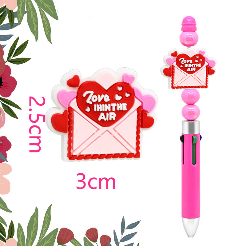 Wholesale Random100pcs LOVE  Beads Soft Rubber Focal Beads   Valentine' s Day