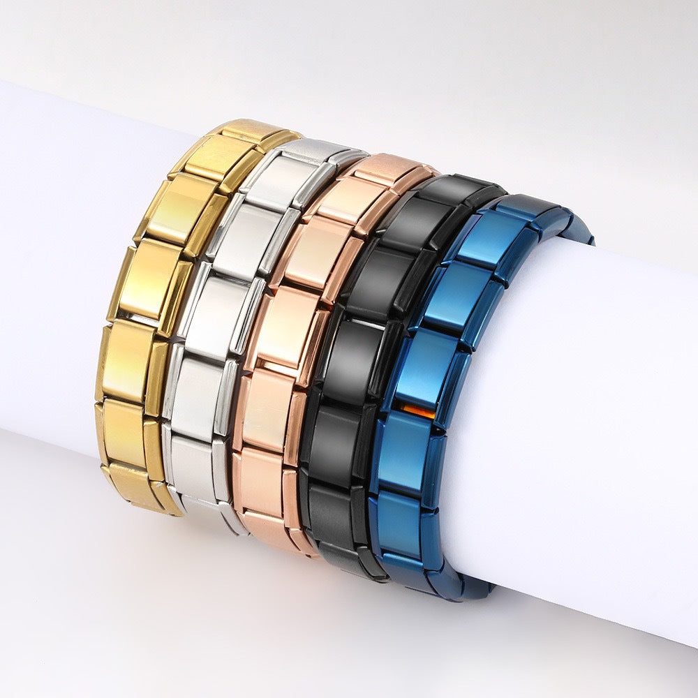 Wholesale Stainless steel module stitching elastic bracelet