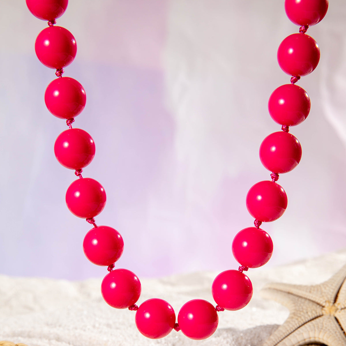 Wholesale Exaggerated Bohemian colorful large bead single layer necklace