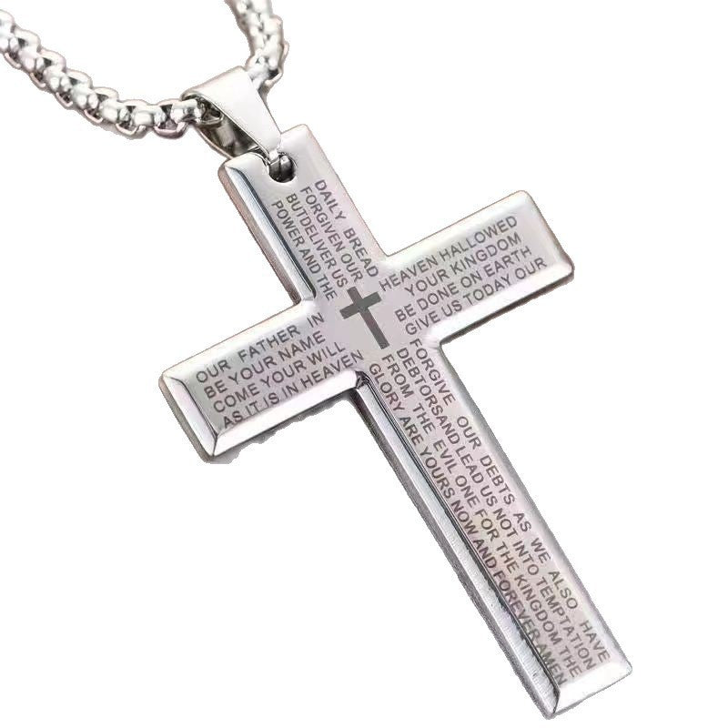 Wholesale Cross Scripture Titanium Steel Cross Necklace