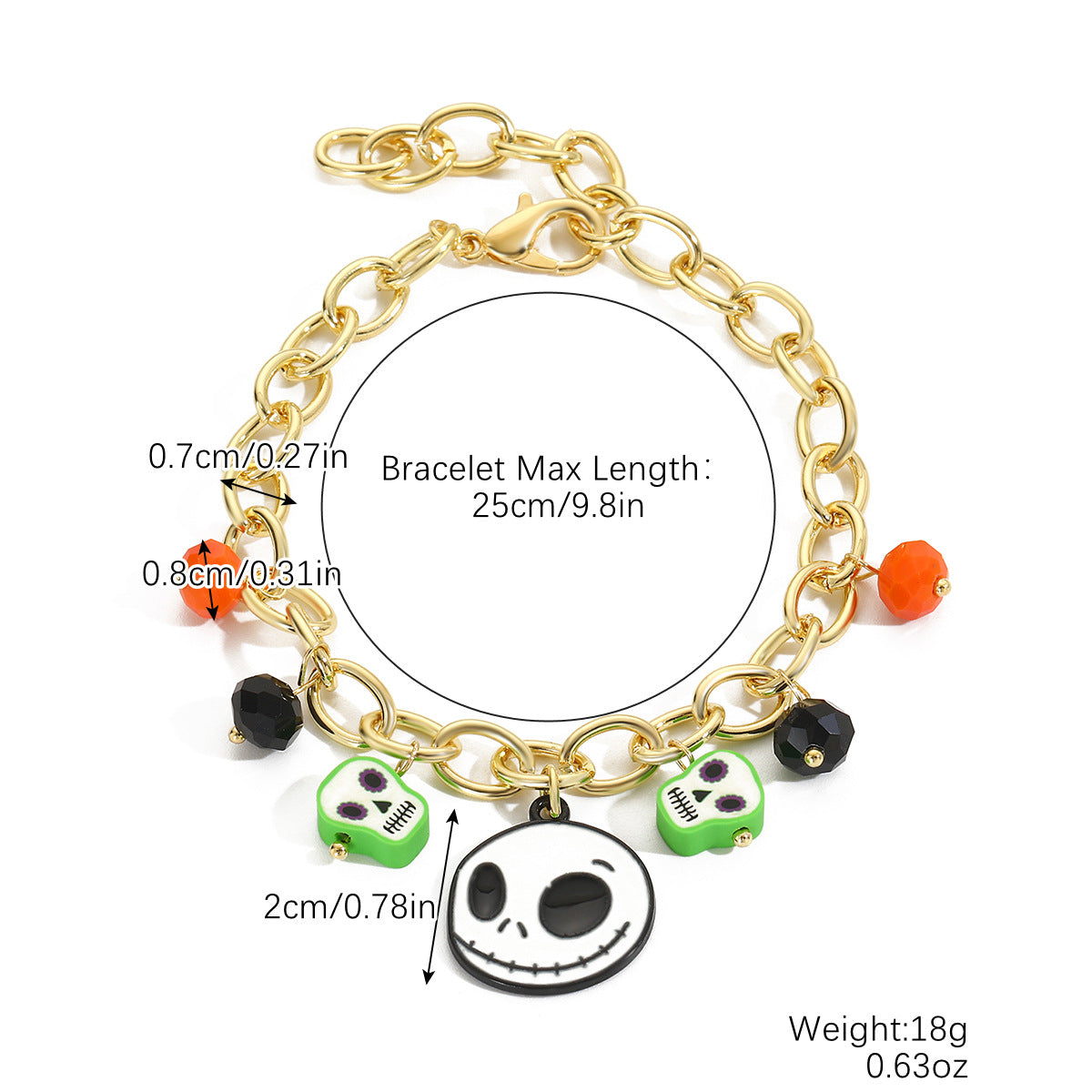 Wholesale Halloween Polymer Clay Skull Pumpkin Beaded Bracelet