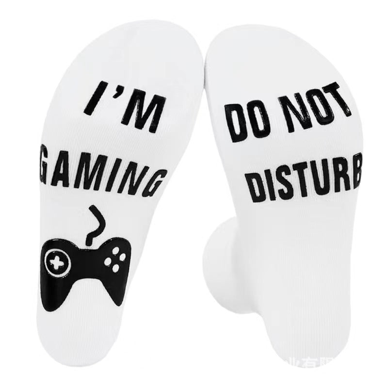 Wholesale of European and American Cotton Medium Cylinder Letter Anti Slip Adhesive Socks