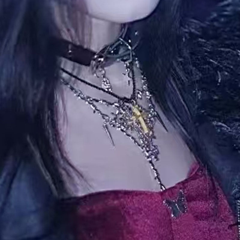 Wholesale Gothic Thorn Metal Strap Wire Chain Necklace Jewelry Y2K Chain for Men and Women Valentine's Day Girlfriend Gift