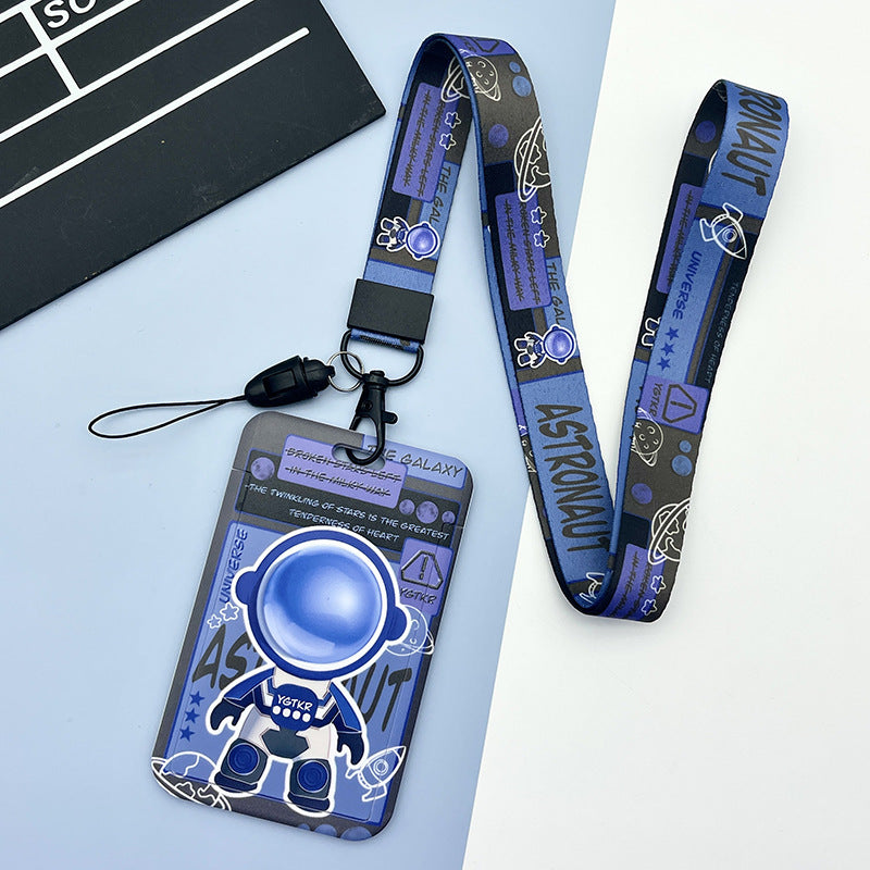 Wholesale Slide Embossed Cartoon Astronaut Protective Case with Long Rope