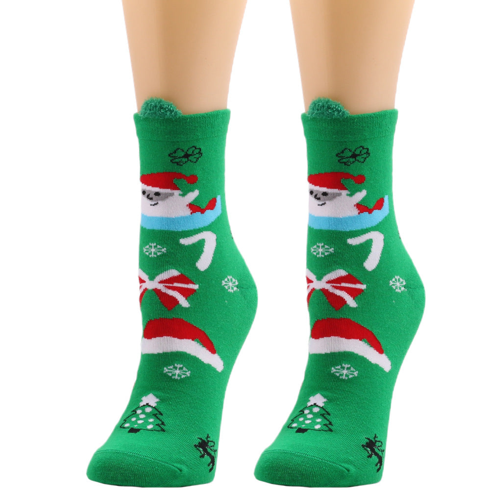 Wholesale Autumn New Christmas Elk Santa Claus Cotton Socks